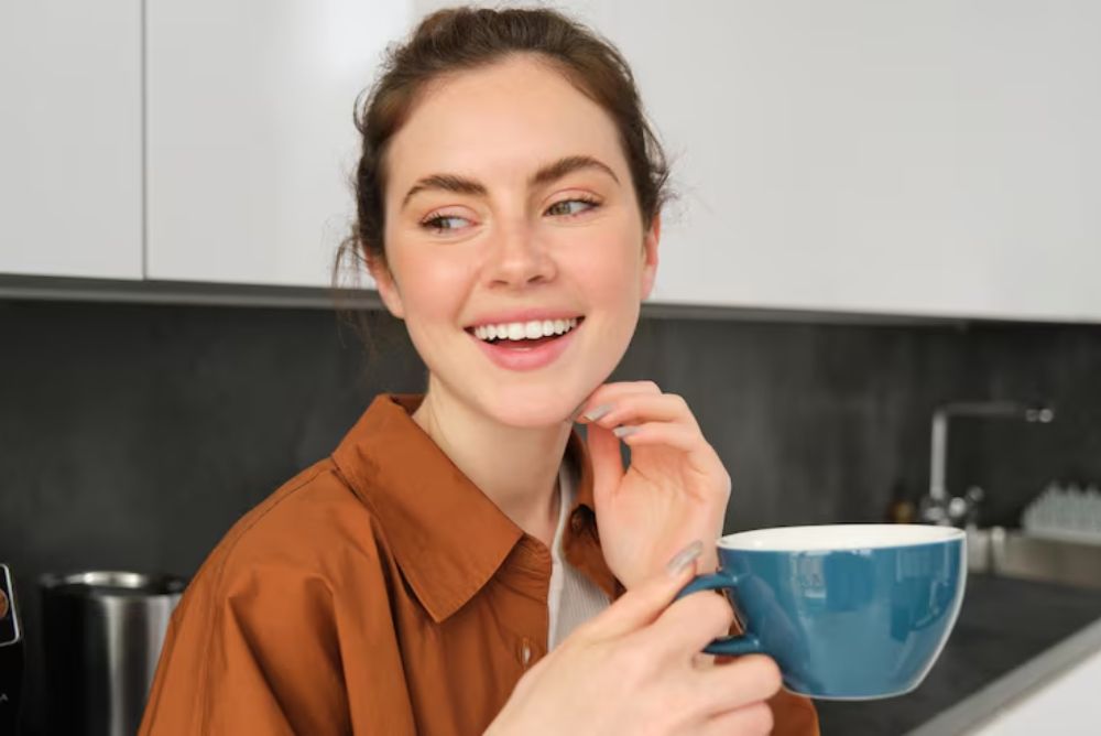 teeth with coffee, tea, and wine stains before professional teeth whitening treatment